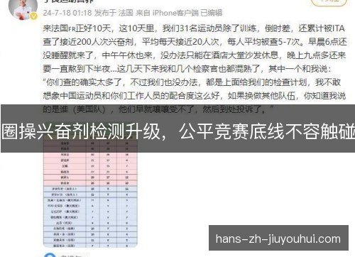 圈操兴奋剂检测升级，公平竞赛底线不容触碰